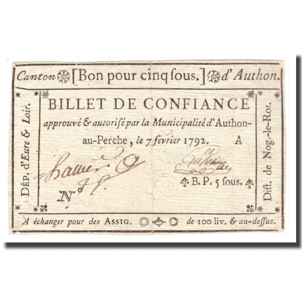 France, 5 Sous, 1792, 1792-02-07, AUTHON, AU(50-53)