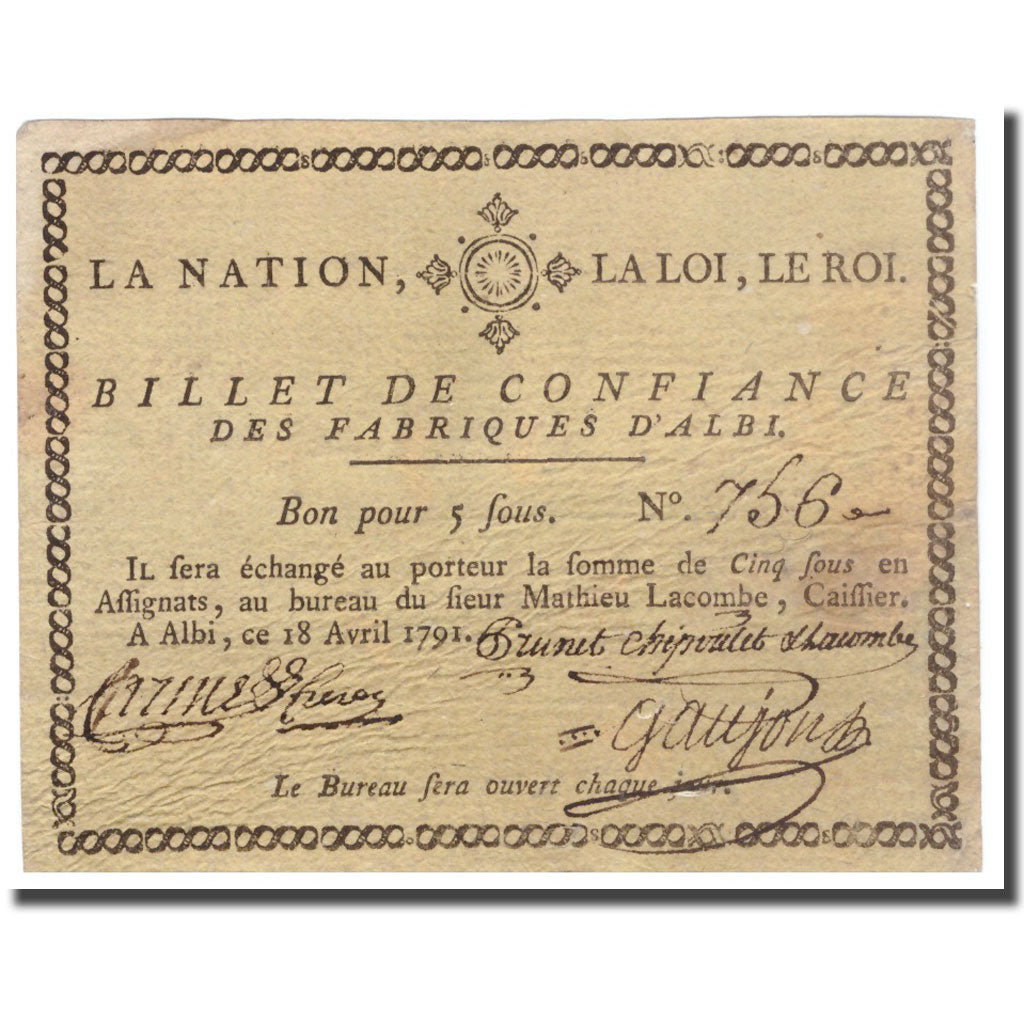France, 5 Sous, 1791, 1791-04-18, ALBI, UNC(63)
