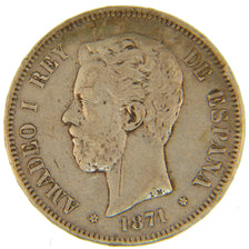 Spain, 5 Pesetas, 1871, KM #666, EF(40-45), Silver, 25.00