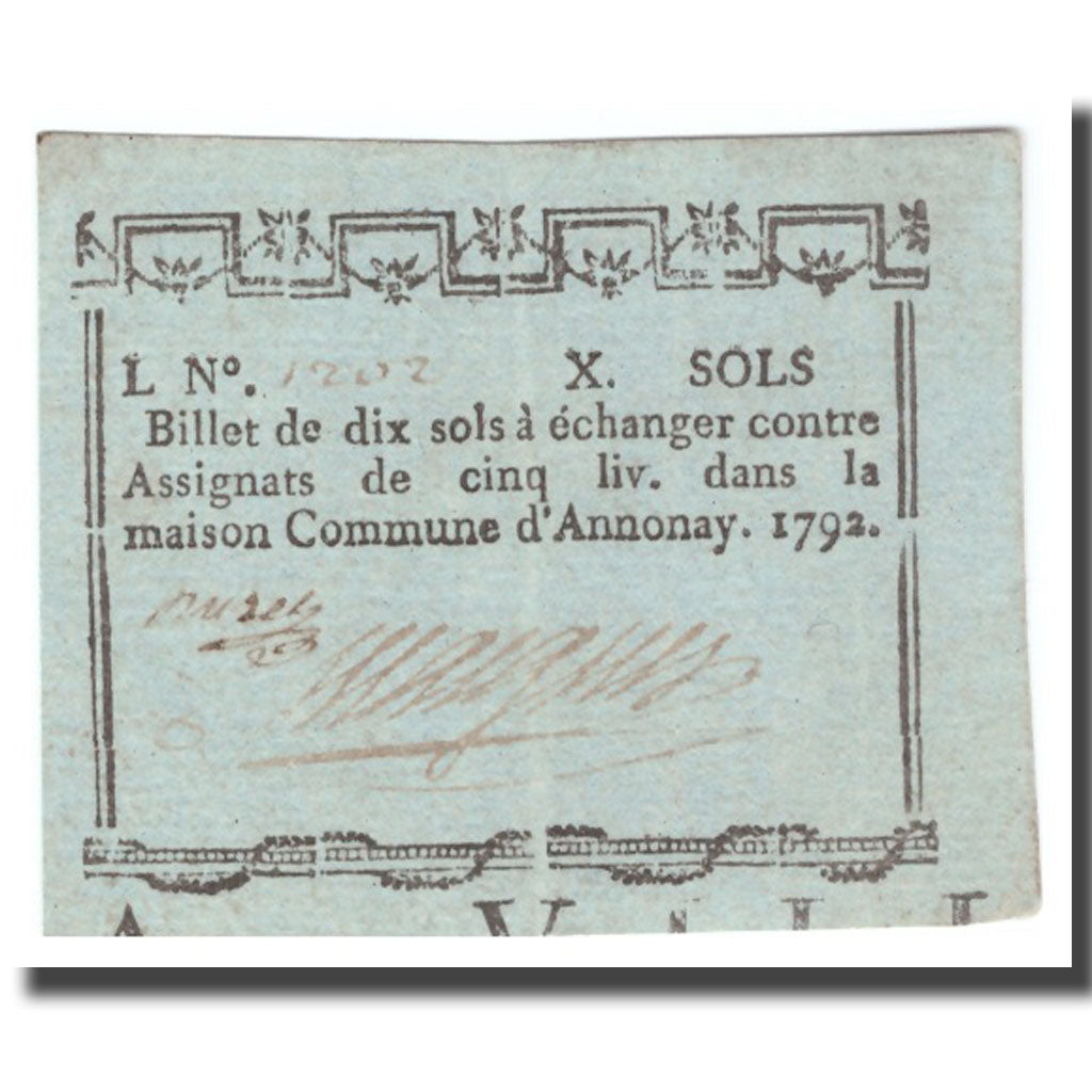 France, 10 Sols, 1792, 1792, ANNONAY, EF(40-45)