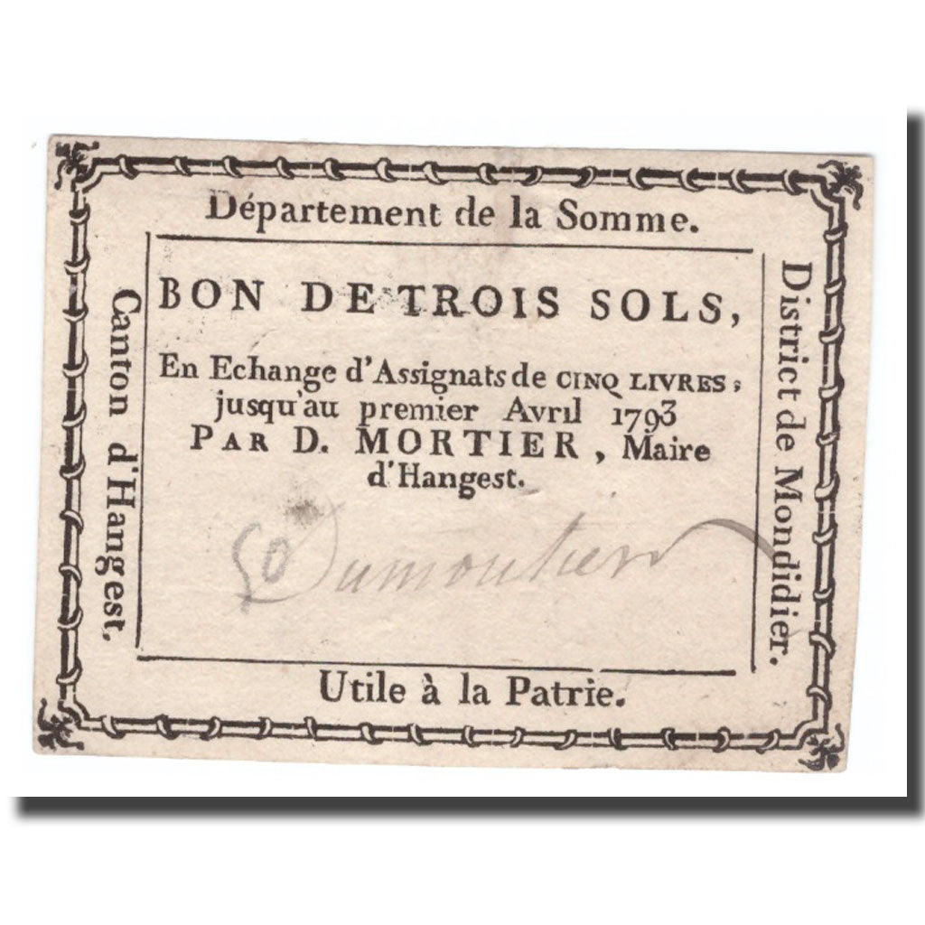 Frankreich, 3 Sols, Undated (1791-92), HANGEST, VZ