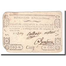 France, 5 Sous, Undated (1791-92), PONT-DU-CHATEAU, VF(20-25)
