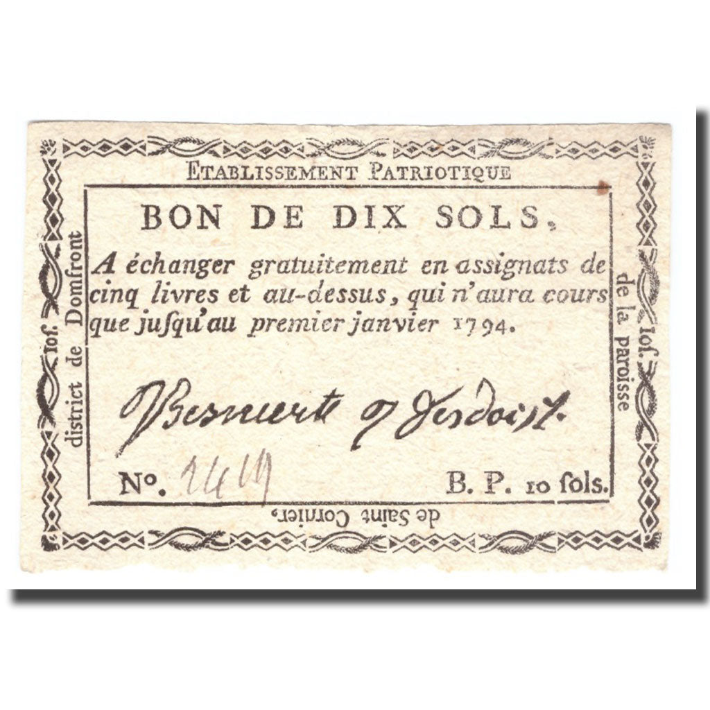 Francia, 10 Sols, Undated (1791-92), SAINT CORNIER, BB+