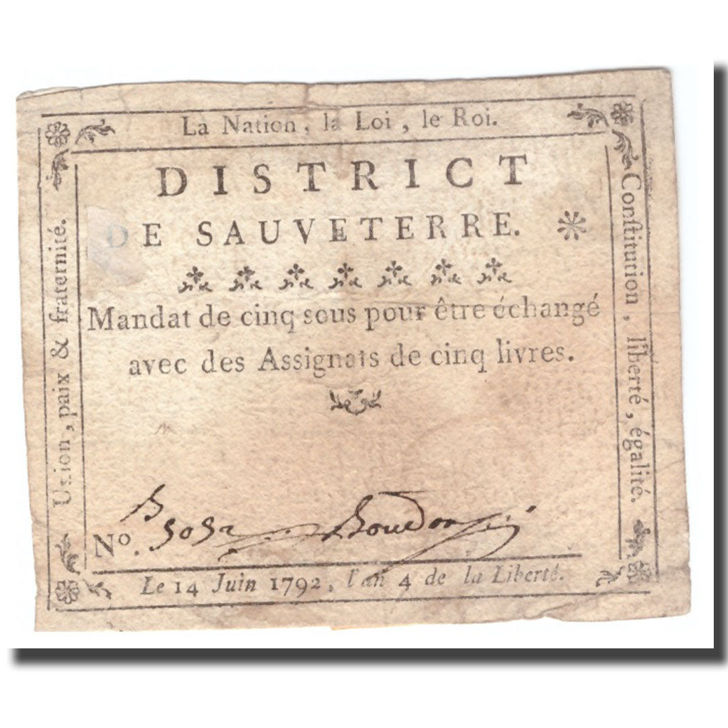 France, 5 Sous, 1792, 1792-06-14, SAUVETERRE, EF(40-45)