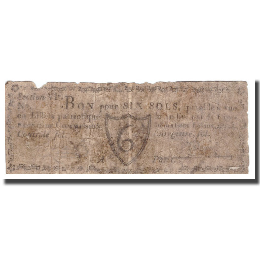France, 6 Sols, Undated (1791-92), PARIS, VG(8-10)