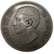 Spain, 5 Pesetas, 1876, KM #671, VF(20-25), Silver, 25.00