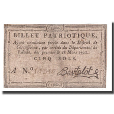 France, 5 Sols, Undated (1791-92), CARCASSONNE, VF(30-35)