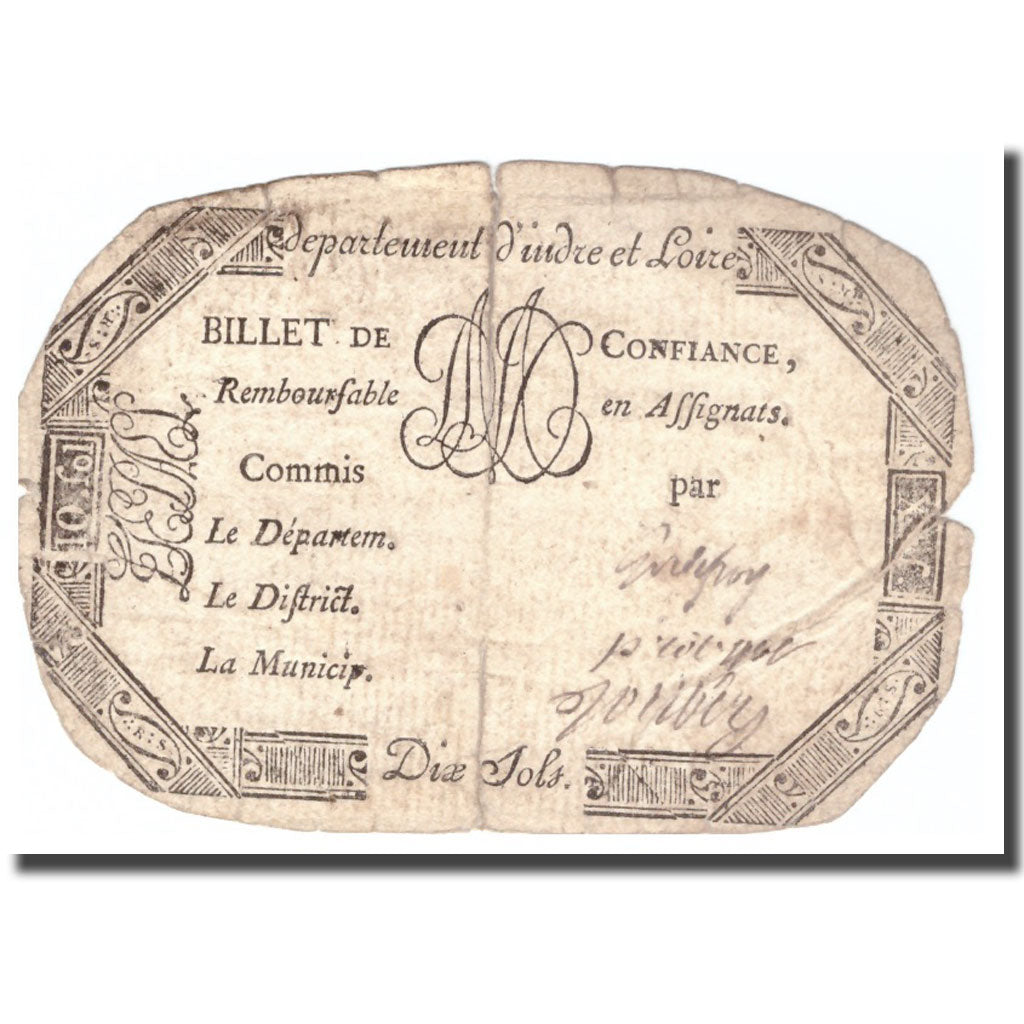Francja, 10 Sols, Undated (1791-92), Undated, Indre et Loire, F(12-15)