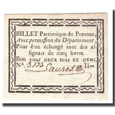 France, 2 Sols, Undated (1791-92), PEZENAS, TTB+