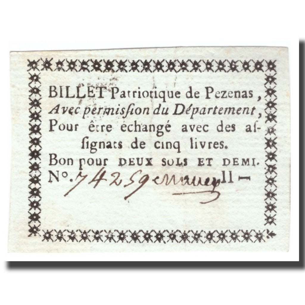 France, 2 Sols, Undated (1791-92), PEZENAS, TTB+