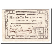 France, 15 Sols, Undated (1791-92), FLECHE, AU(55-58)
