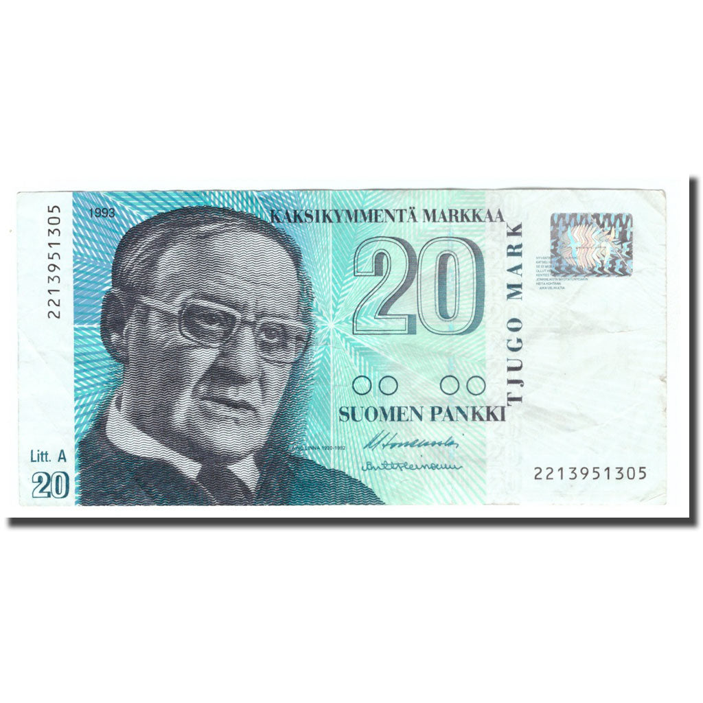 Banknote, Finland, 20 Markkaa, 1993, 1993, KM:123, EF(40-45)