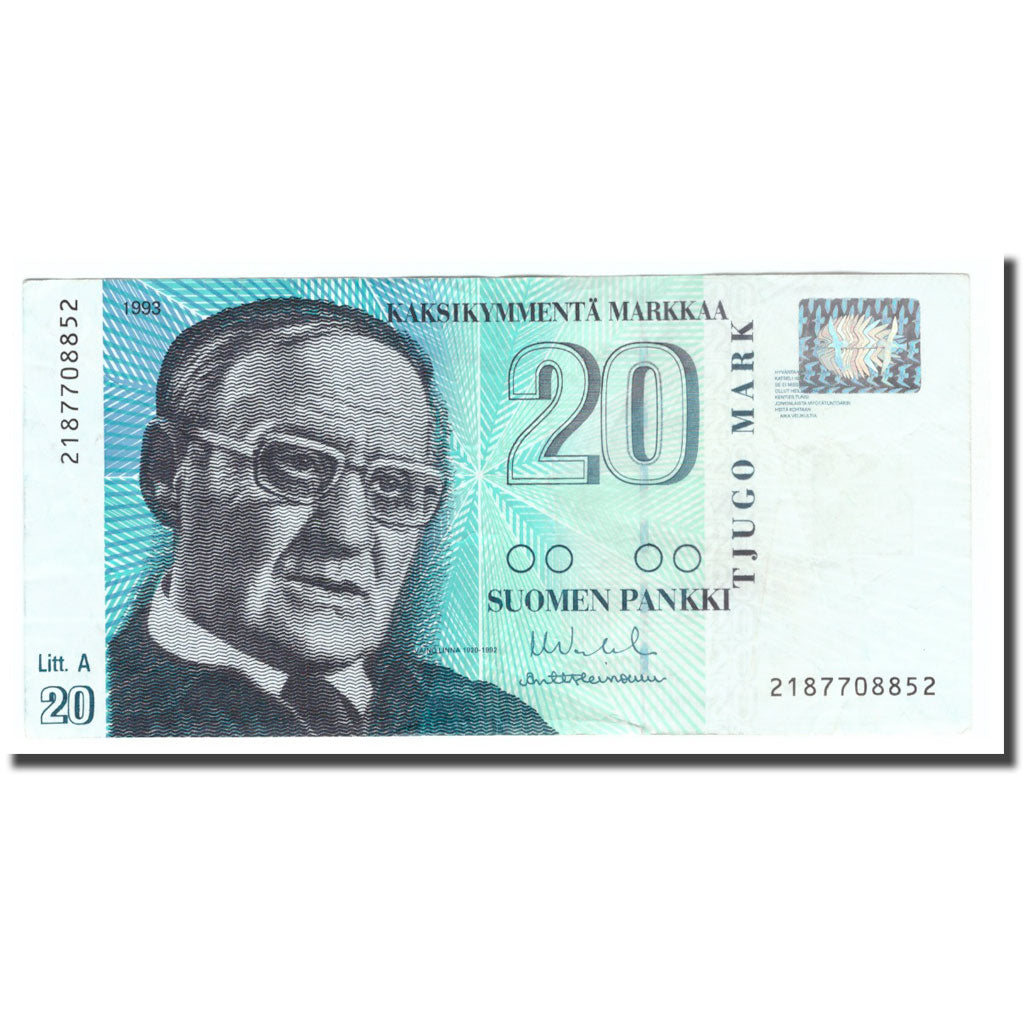 Banknote, Finland, 20 Markkaa, 1993, 1993, KM:123, EF(40-45)