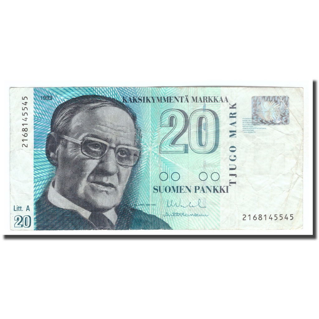 Banknote, Finland, 20 Markkaa, 1993, 1993, KM:123, VF(30-35)