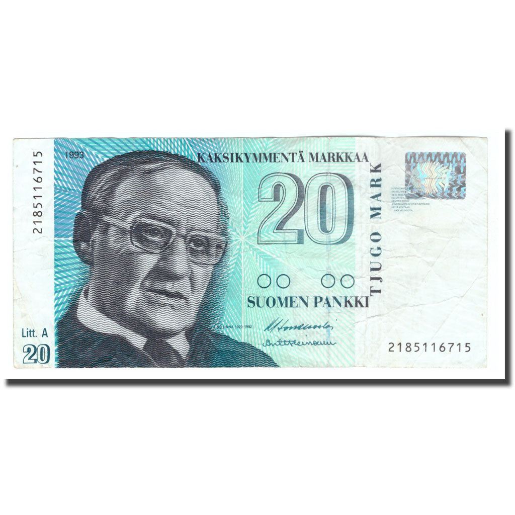 Banknote, Finland, 20 Markkaa, 1993, 1993, KM:123, VF(30-35)