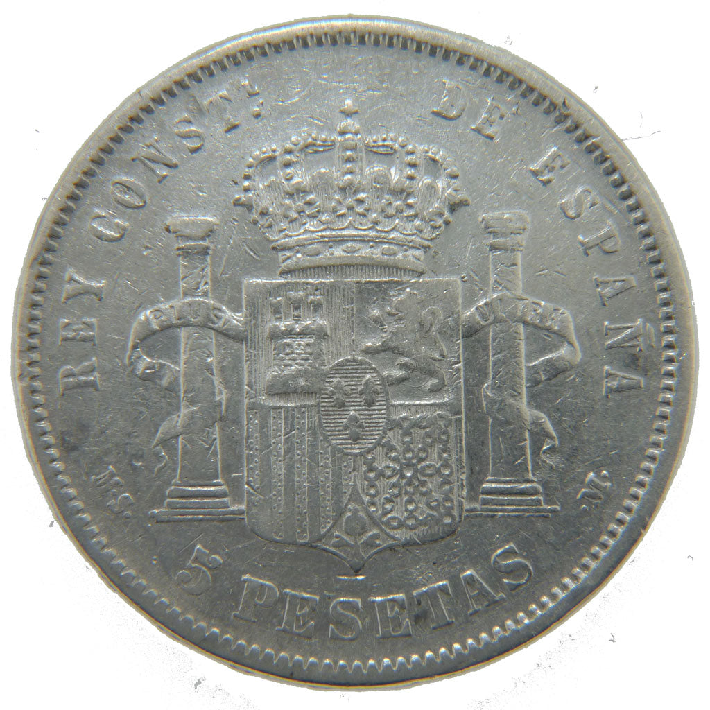 Spain, 5 Pesetas, 1882, KM #688, VF(30-35), Silver, 25.00