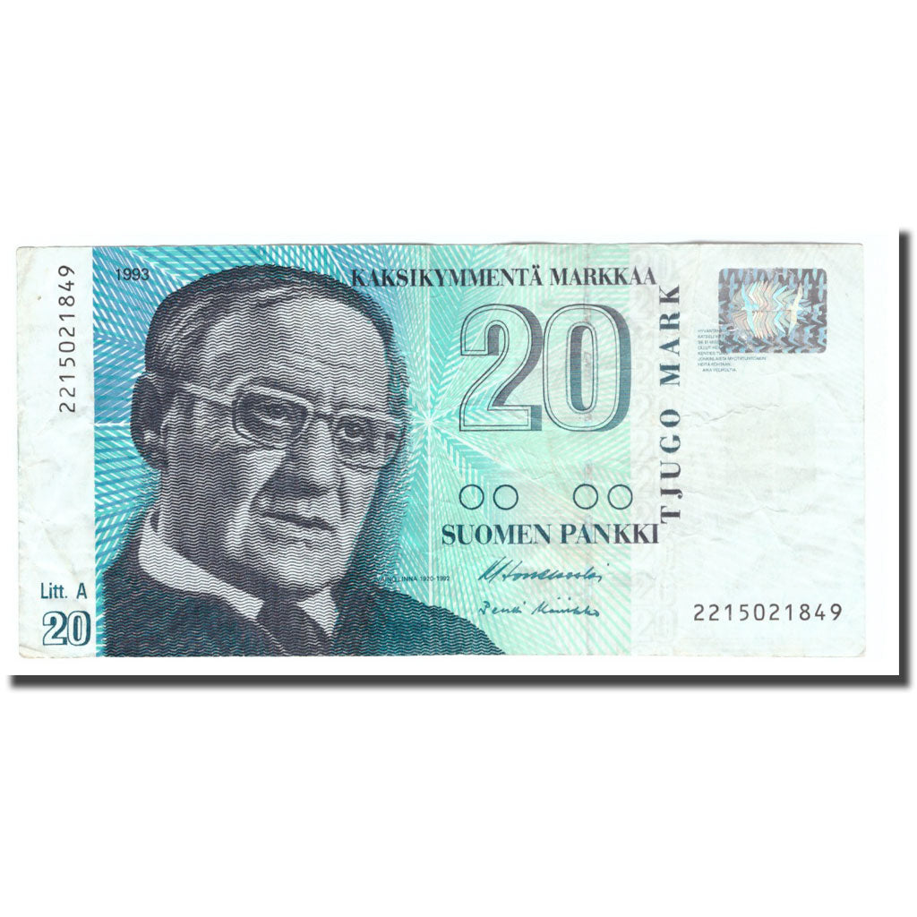 Banknote, Finland, 20 Markkaa, 1993, 1993, KM:123, VF(30-35)