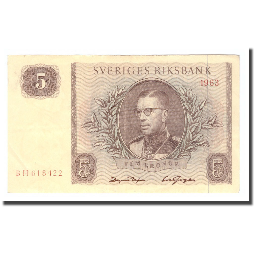 Banknote, Sweden, 5 Kronor, 1963, 1963, KM:50b, EF(40-45)