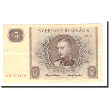 Billet, Suède, 5 Kronor, 1963, 1963, KM:50b, TB+