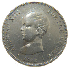Spain, 5 Pesetas, 1888, KM #689, EF(40-45), Silver, 25.00