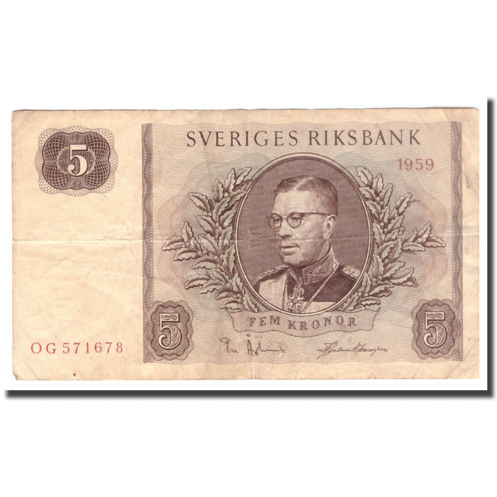 Banknote, Sweden, 5 Kronor, 1959, 1959, KM:42d, VF(20-25)