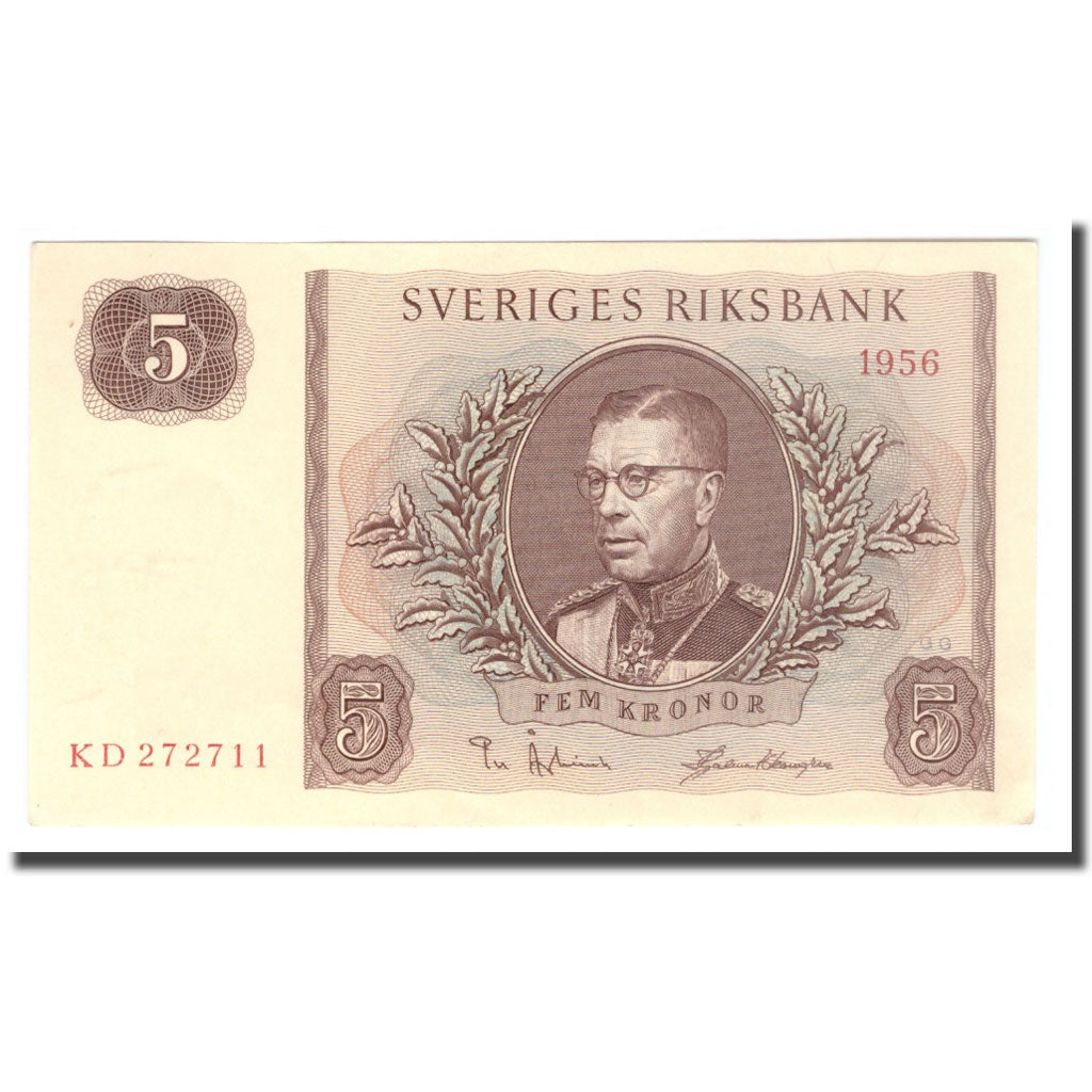 Geldschein, Schweden, 5 Kronor, 1956, 1956, KM:42c, VZ+
