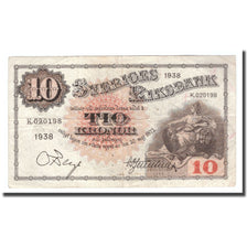 Nota, Suécia, 10 Kronor, 1938, 1938, KM:34u, VF(20-25)