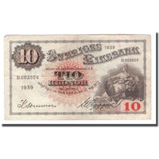 Banknot, Szwecja, 10 Kronor, 1939, 1939, KM:34v, VF(20-25)