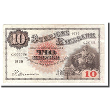 Nota, Suécia, 10 Kronor, 1939, 1939, KM:34v, VF(30-35)