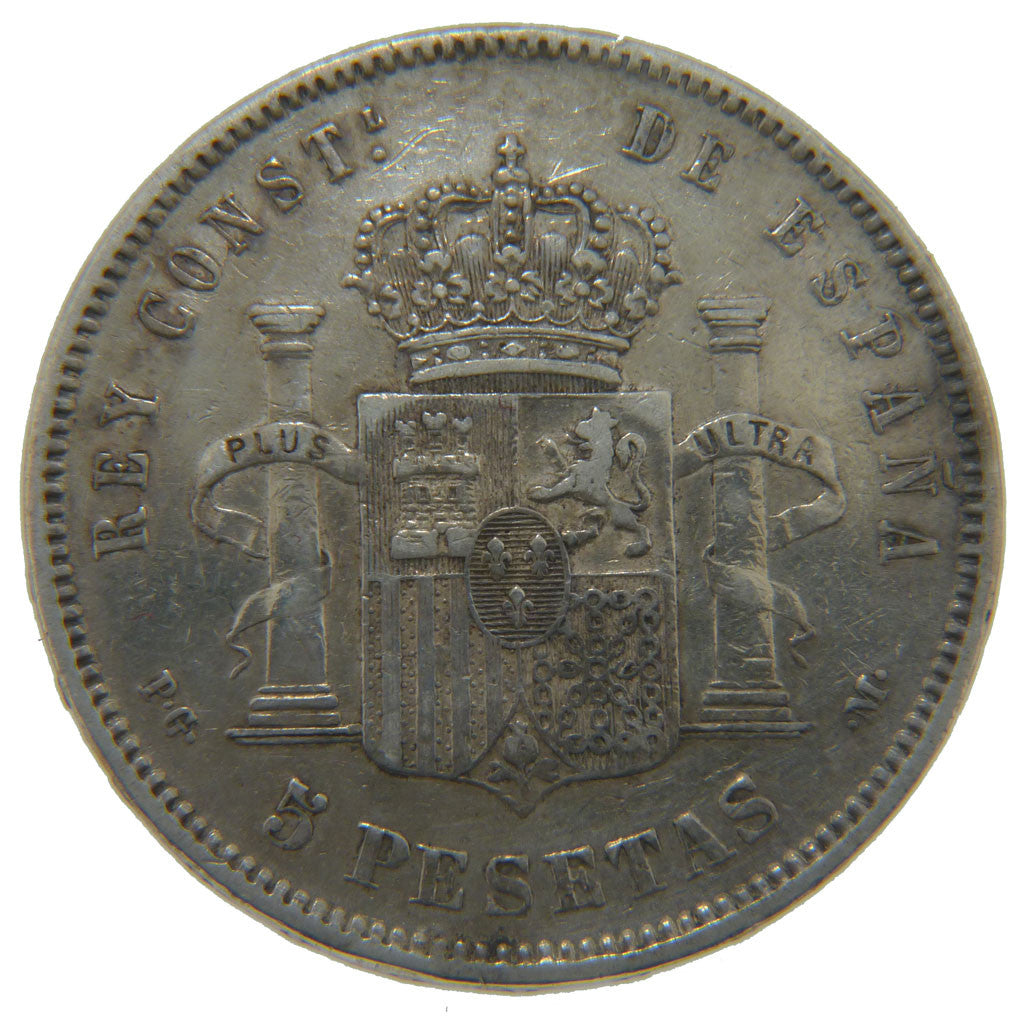 Coin, Spain, Alfonso XIII, 5 Pesetas, 1892, EF(40-45), Silver, KM:700