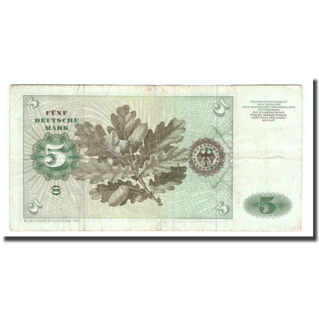 Billet, République fédérale allemande, 5 Deutsche Mark, 1980, 1980-01-02
