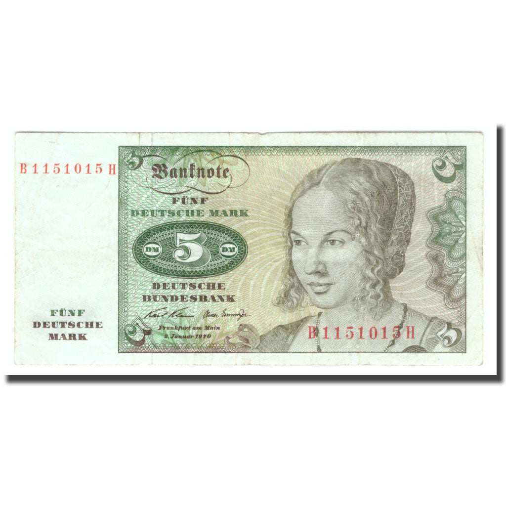 Billet, République fédérale allemande, 5 Deutsche Mark, 1970, 1970-01-02