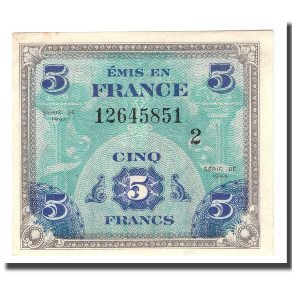 France, 5 Francs, Flag/France, 1944, 1944, AU(55-58), Fayette:VF17.1, KM:115a