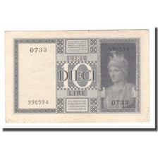 Banknote, Italy, 10 Lire, 1944, 1944, KM:25c, AU(50-53)