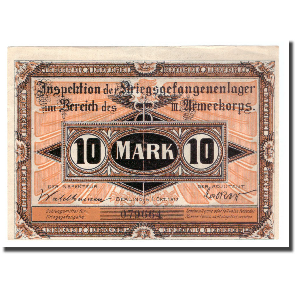 Banconote, Germania, 10 Mark, 1917, 1917-10-01, MB+