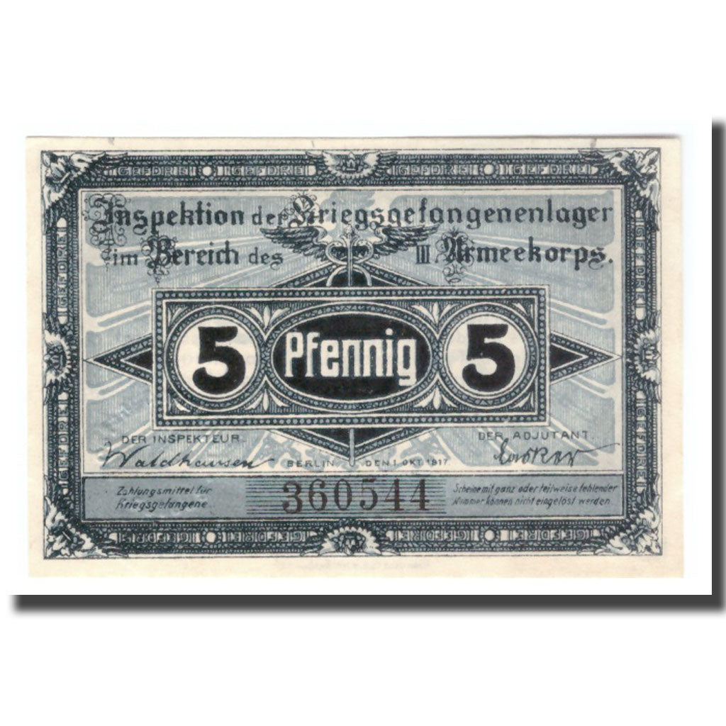 Banconote, Germania, 5 Pfennig, 1917, 1917-10-01, SPL