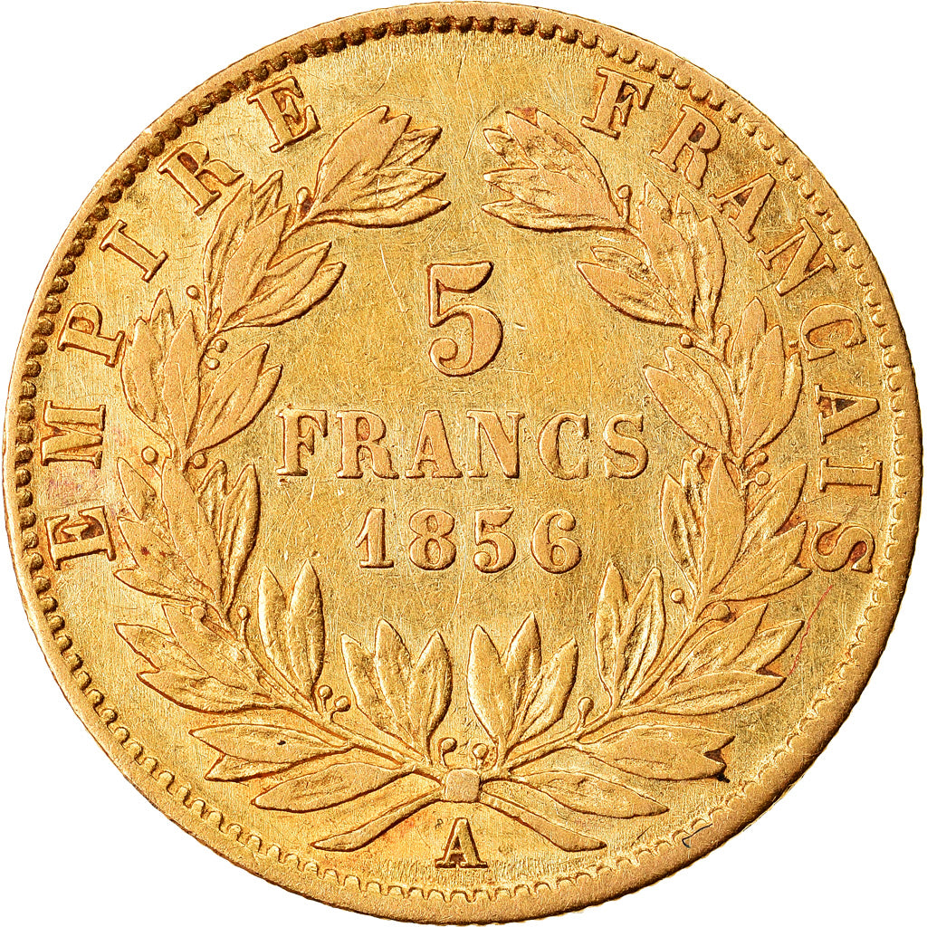 Moneta, Francja, Napoleon III, 5 Francs, 1856, Paris, EF(40-45), Złoto