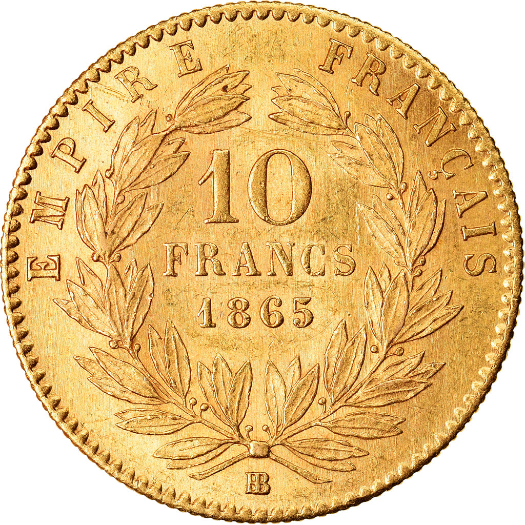 Coin, France, Napoleon III, Napoléon III, 10 Francs, 1865, Strasbourg