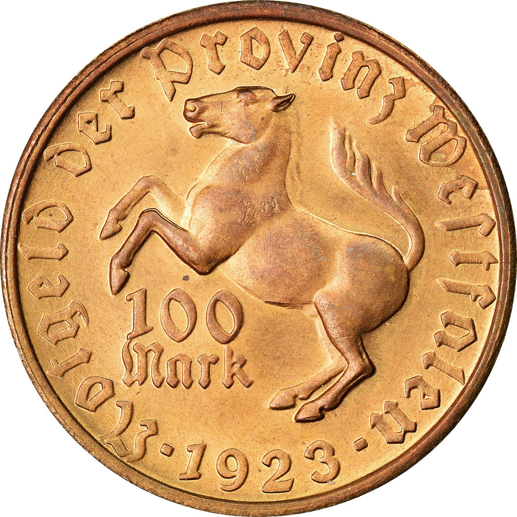 Münze, Deutschland, Westfalen, 100 Mark, 1923, UNZ, Tombac