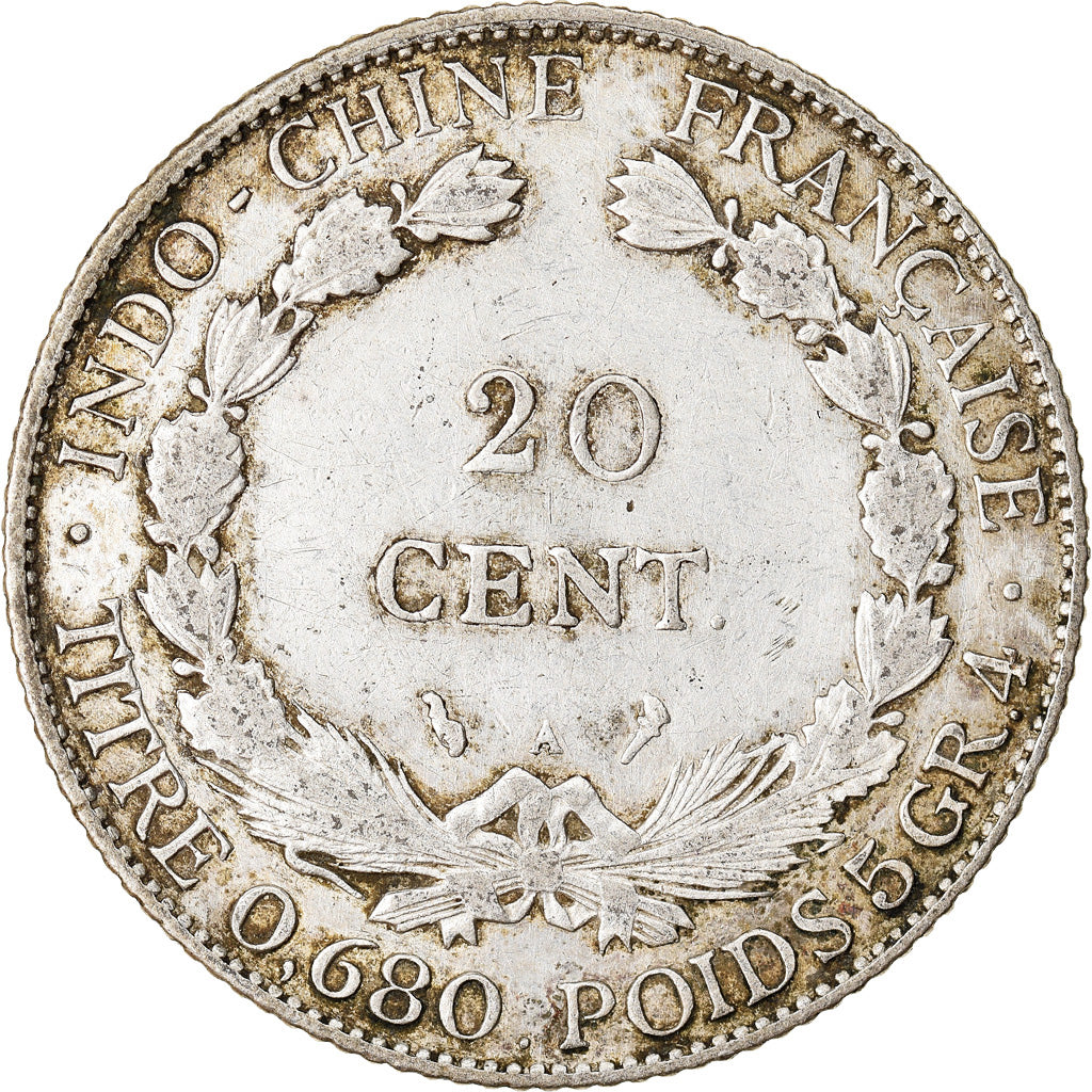 Coin, FRENCH INDO-CHINA, 20 Cents, 1923, Paris, EF(40-45), Silver, KM:17.1
