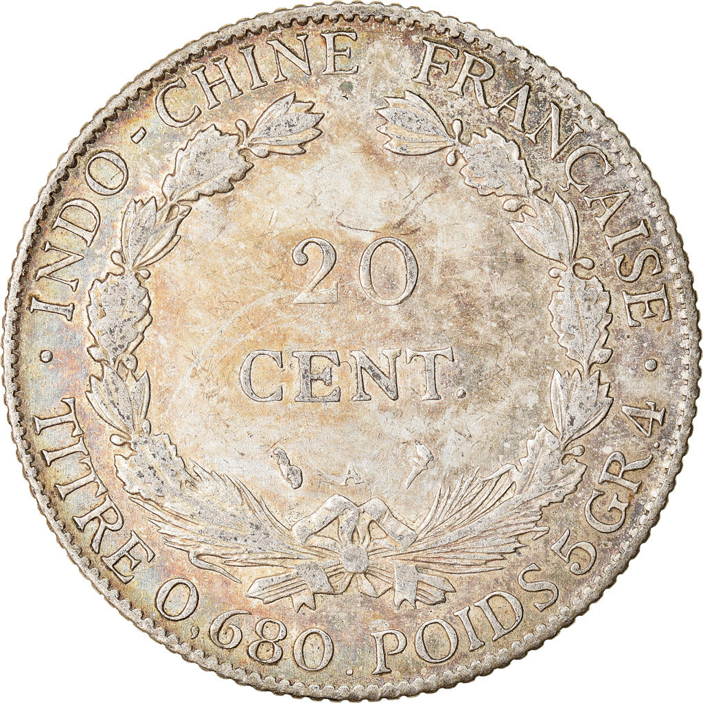 Coin, FRENCH INDO-CHINA, 20 Cents, 1923, Paris, EF(40-45), Silver, KM:17.1