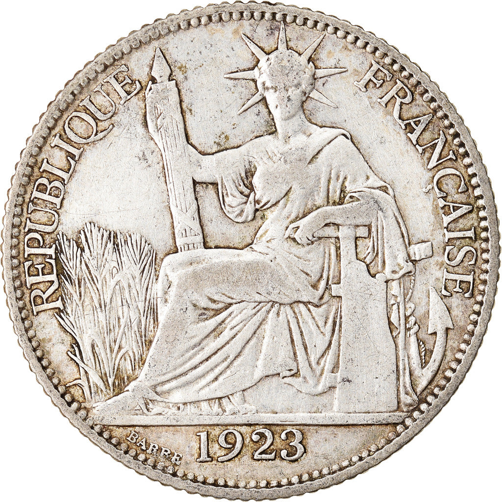 Moneda, INDOCHINA FRANCESA, 20 Cents, 1923, Paris, BC+, Plata, KM:17.1