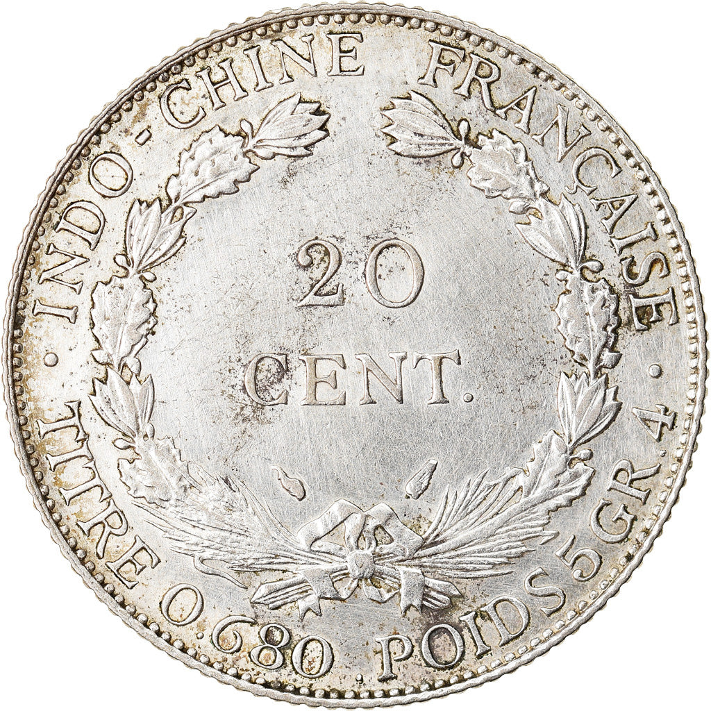 Moneta, INDOCINA FRANCESE, 20 Cents, 1937, Paris, BB, Argento, KM:17.2