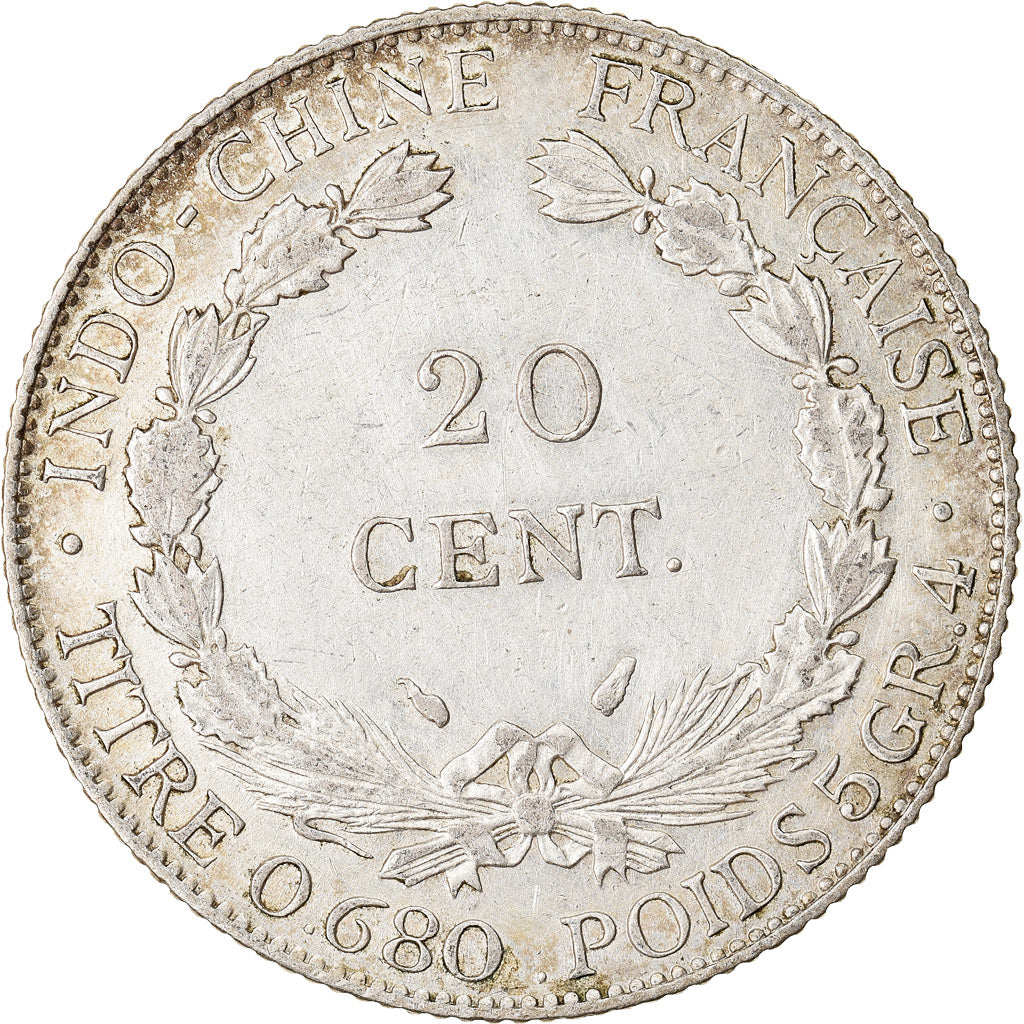 Moneta, INDOCINA FRANCESE, 20 Cents, 1937, Paris, BB, Argento, KM:17.2