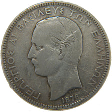 Greece, 5 Drachmes, 1876, Paris, KM #46, VF(20-25), Silver, 25.00