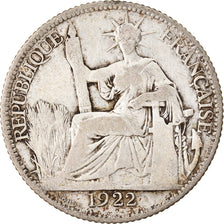 Coin, FRENCH INDO-CHINA, 20 Cents, 1922, Paris, VF(20-25), Silver, KM:17.1