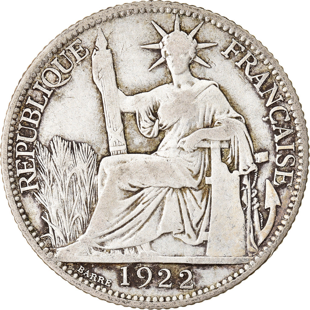 Coin, FRENCH INDO-CHINA, 20 Cents, 1922, Paris, VF(20-25), Silver, KM:17.1