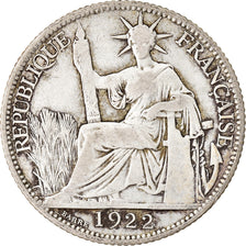 Coin, FRENCH INDO-CHINA, 20 Cents, 1922, Paris, VF(20-25), Silver, KM:17.1