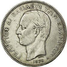 Coin, Greece, George I, 5 Drachmai, 1876, Paris, VF(30-35), Silver, KM:46