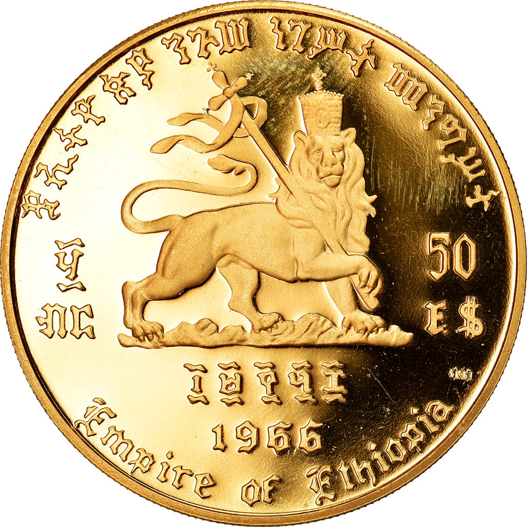 Coin, Ethiopia, Haile Selassie, 50 Dollars, 1966, MS(65-70), Gold, KM:40